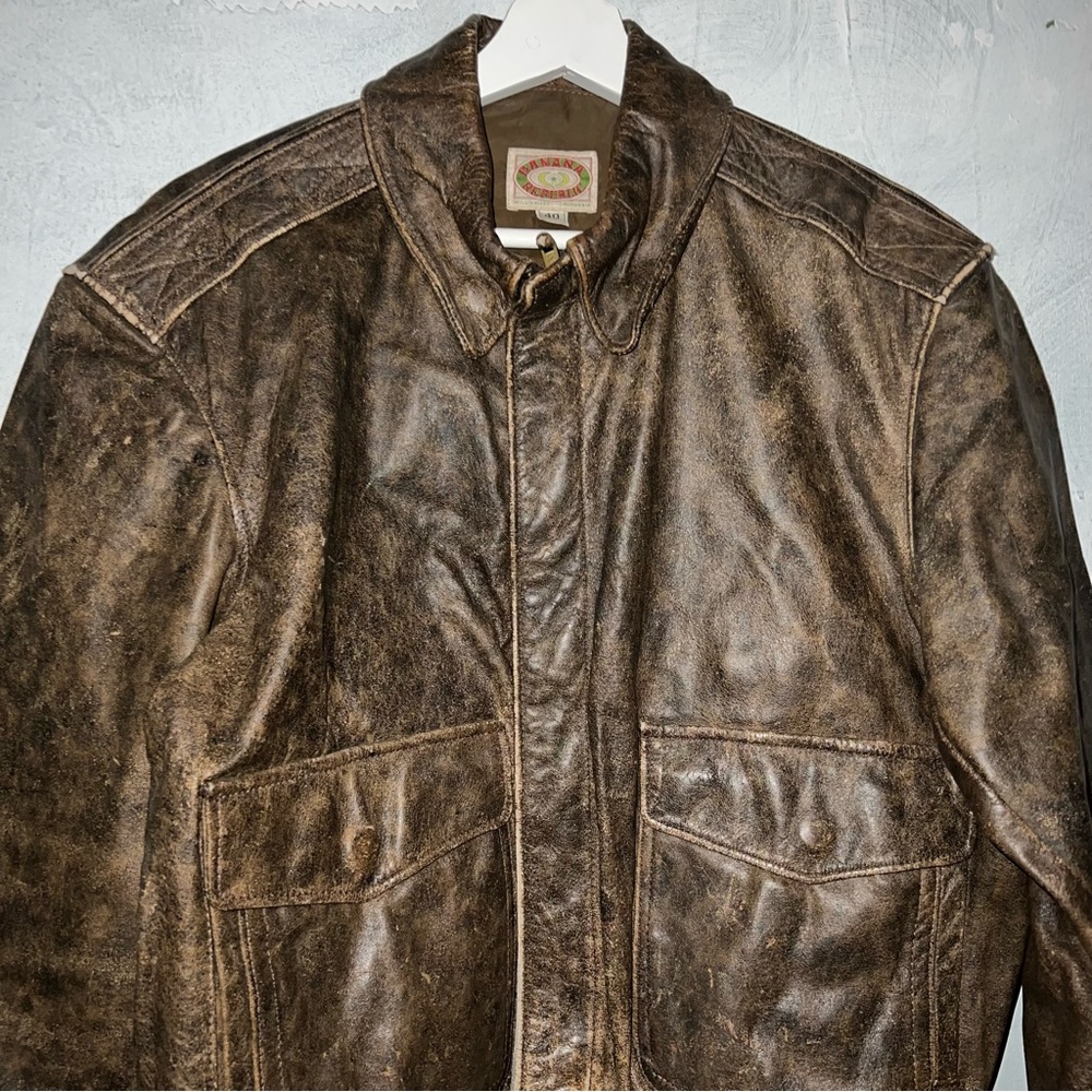 23x24 Vintage Banana Republic Leather Jacket Brown Size 40 - Picture 2 of 9